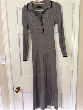 Ribbed grey polo dress